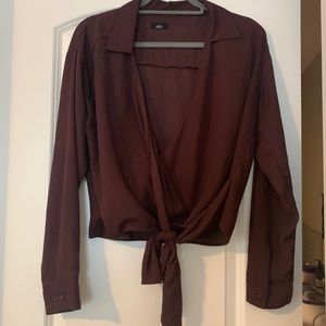Burgundy wrap top